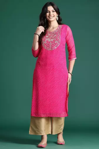 Leheriya printed indie printed georgette kurta