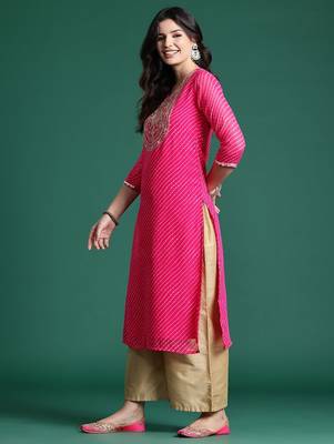 Leheriya printed indie printed georgette kurta 4