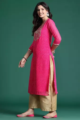 Leheriya printed indie printed georgette kurta