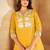 Floral embroidered v-neck regular thread work kurta with trousers & with dupatta