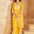 Floral embroidered v-neck regular thread work kurta with trousers & with dupatta