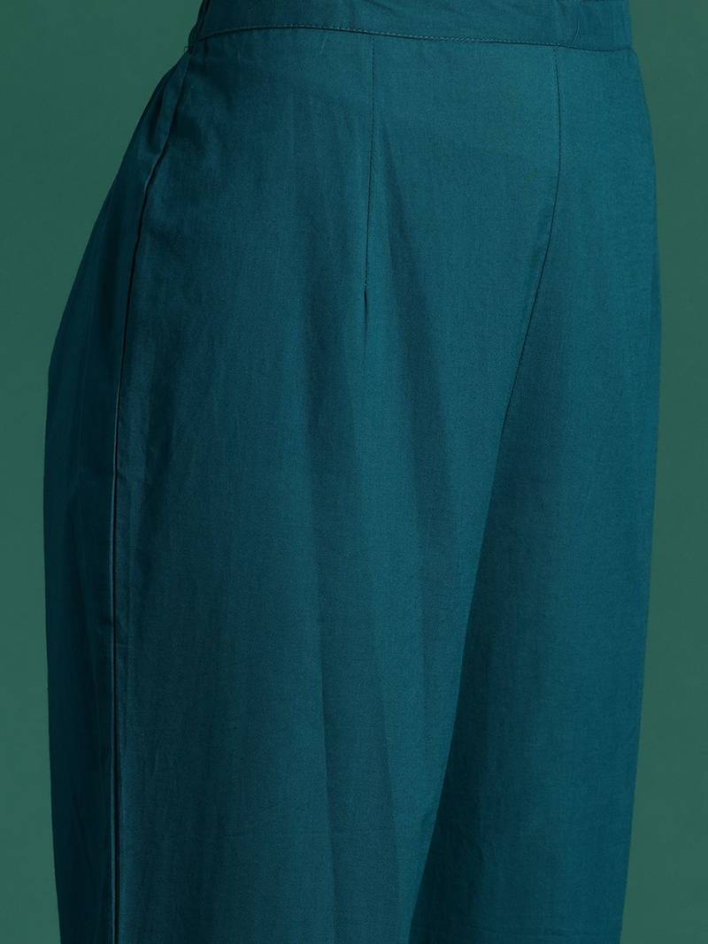 Ethnic motifs printed pure cotton kurta with trousers & dupatta