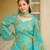 Sky blue cambric cotton printed kurti farsi salwar dupatta set