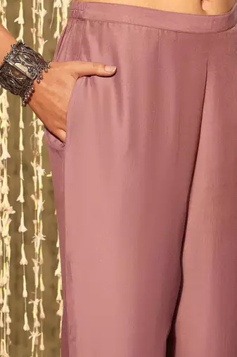 Yoke design regular thread work kurta with trousers & with dupatta