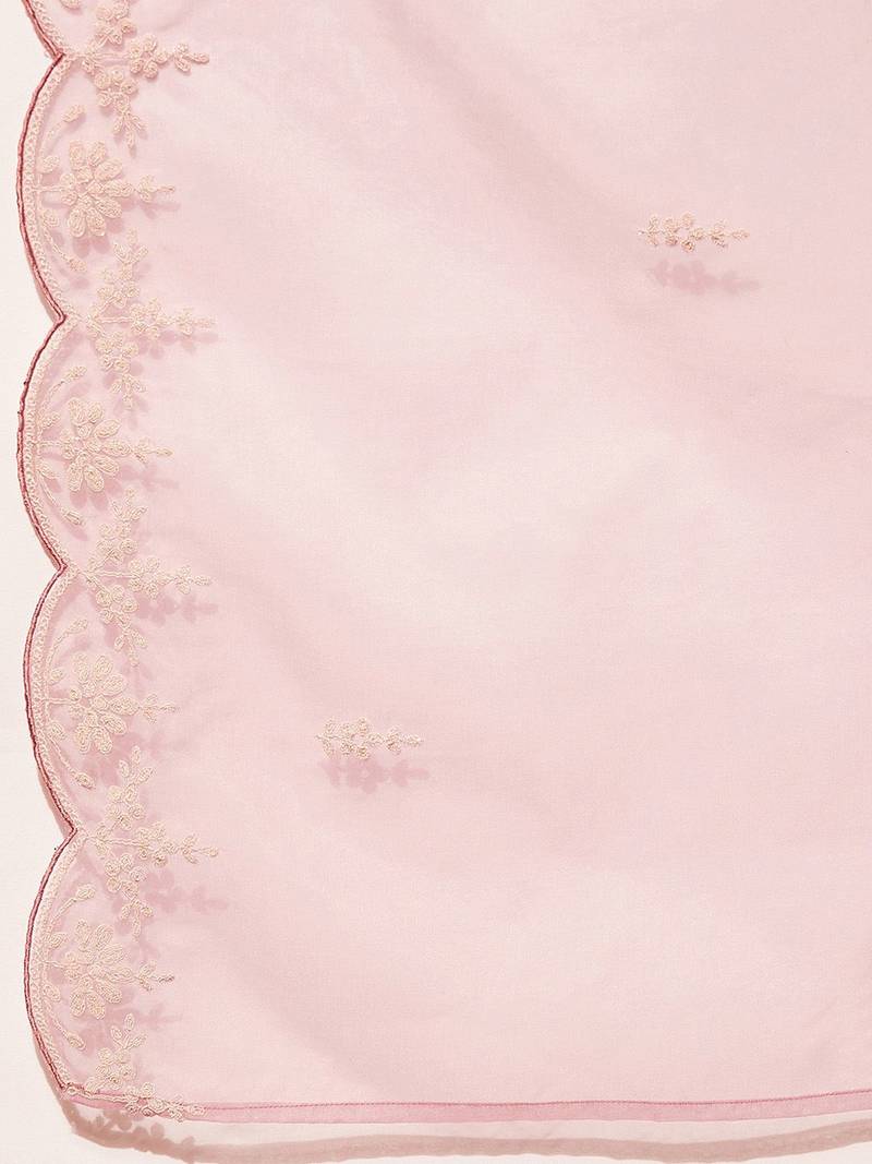 Yoke design regular thread work kurta with trousers & with dupatta