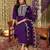 Purple floral yoke design thread work straight kurta with trousers & dupatta