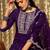 Purple floral yoke design thread work straight kurta with trousers & dupatta