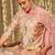 Floral embroidered round neck thread work straight kurta with trousers & dupatta
