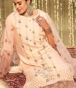 Floral embroidered regular thread work kurta with trousers & dupatta