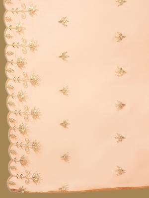 Floral embroidered thread work kurta with trousers & dupatta 4
