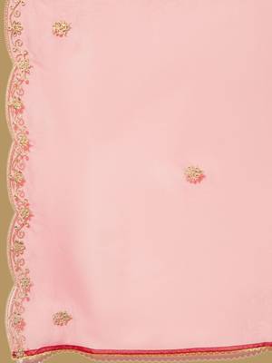 Ethnic motifs embroidered thread work kurta with trousers & dupatta 4