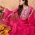 Floral yoke design regular thread work kurta with trousers & dupatta