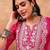 Floral yoke design regular thread work kurta with trousers & dupatta
