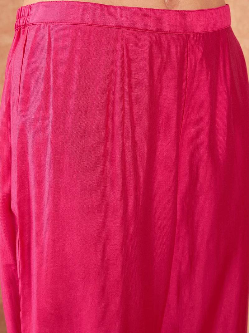 Floral yoke design regular thread work kurta with trousers & dupatta
