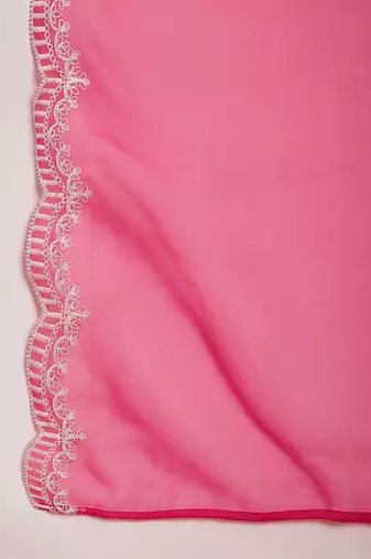Floral yoke design regular thread work kurta with trousers & dupatta