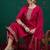 Embroidered sequinned chanderi silk straight kurta with trousers & dupatta