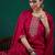 Embroidered sequinned chanderi silk straight kurta with trousers & dupatta