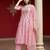 Embroidered regular sequinned straight kurta with trousers & dupatta