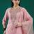 Embroidered regular sequinned straight kurta with trousers & dupatta