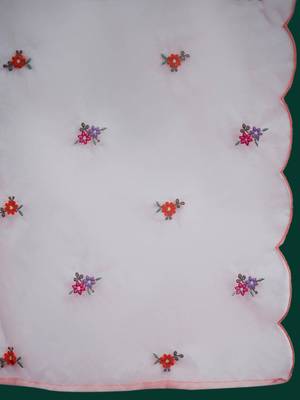 Floral embroidered thread work kurta with trousers & dupatta 4