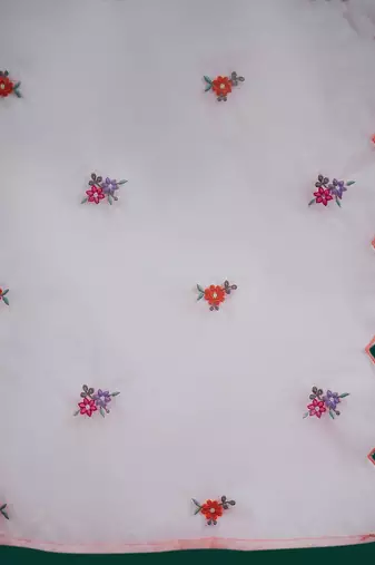 Floral embroidered regular thread work kurta with trousers & dupatta