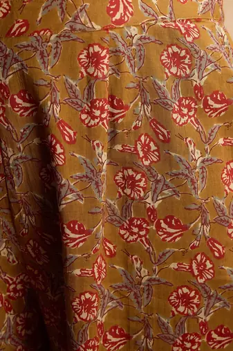 Floral printed pure cotton straight  kurta with trousers