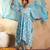 Floral printed empire mirror work cotton a-line kurta with trousers & dupatta