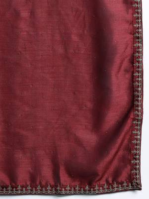 Ethnic motifs yoke design sequinned kurta with trousers & dupatta 4
