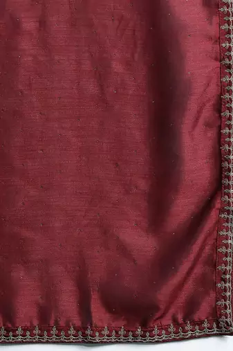 Ethnic motifs yoke design sequinned kurta with trousers & dupatta