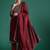 Ethnic motifs yoke design sequinned kurta with trousers & dupatta