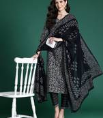 Women ethnic motifs printed regular pure cotton kurta with trousers & with dupatta
