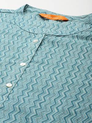 Women printed cotton kurta with trousers & with dupatta 2