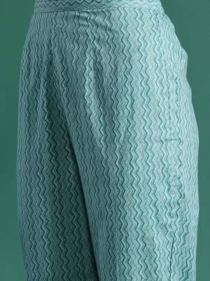 Women printed cotton kurta with trousers & with dupatta 3