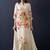 Floral printed beads and stones linen straight kurta with trousers & dupatta