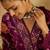 Burgundy floral printed v-neck sequinned pure cotton straight kurta set