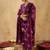 Burgundy floral printed v-neck sequinned pure cotton straight kurta set