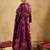 Burgundy floral printed v-neck sequinned pure cotton straight kurta set