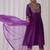 Floral embroidered v-neck liva kurta with trousers & dupatta