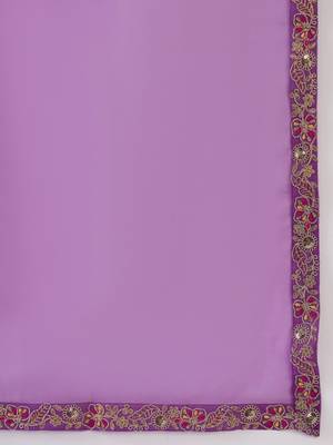 Floral embroidered v-neck liva kurta with trousers & dupatta 5