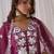 Floral embroidered v-neck thread work straight kurta with trousers & dupatta