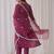Floral embroidered v-neck thread work straight kurta with trousers & dupatta