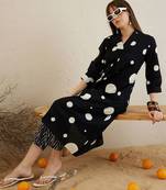 Printed pleated pure cotton kurta with trousers