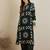 Floral printed sequinned shirt collar a-line kurta with salwar