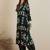 Floral printed sequinned shirt collar a-line kurta with salwar