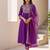 Floral embroidered pleated zari liva anarkali kurta with trousers & dupatta