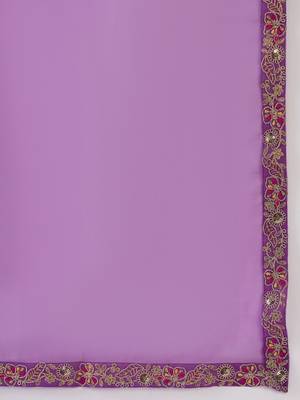 Floral embroidered pleated zari liva anarkali kurta with trousers & dupatta 4