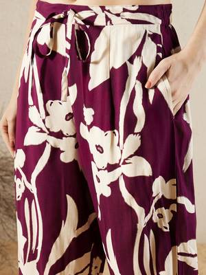Shirt collar floral printed straight kurta with trouser 3