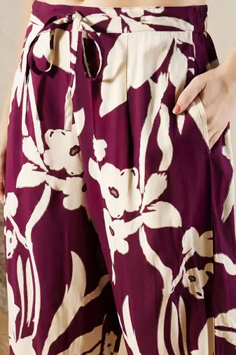 Shirt collar floral printed straight kurta with trouser