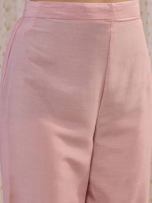 Pink ethnic motifs embroidered gotta patti kurta with trousers & dupatta 3