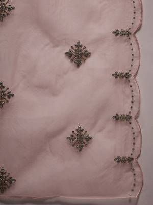 Pink ethnic motifs embroidered gotta patti kurta with trousers & dupatta 4
